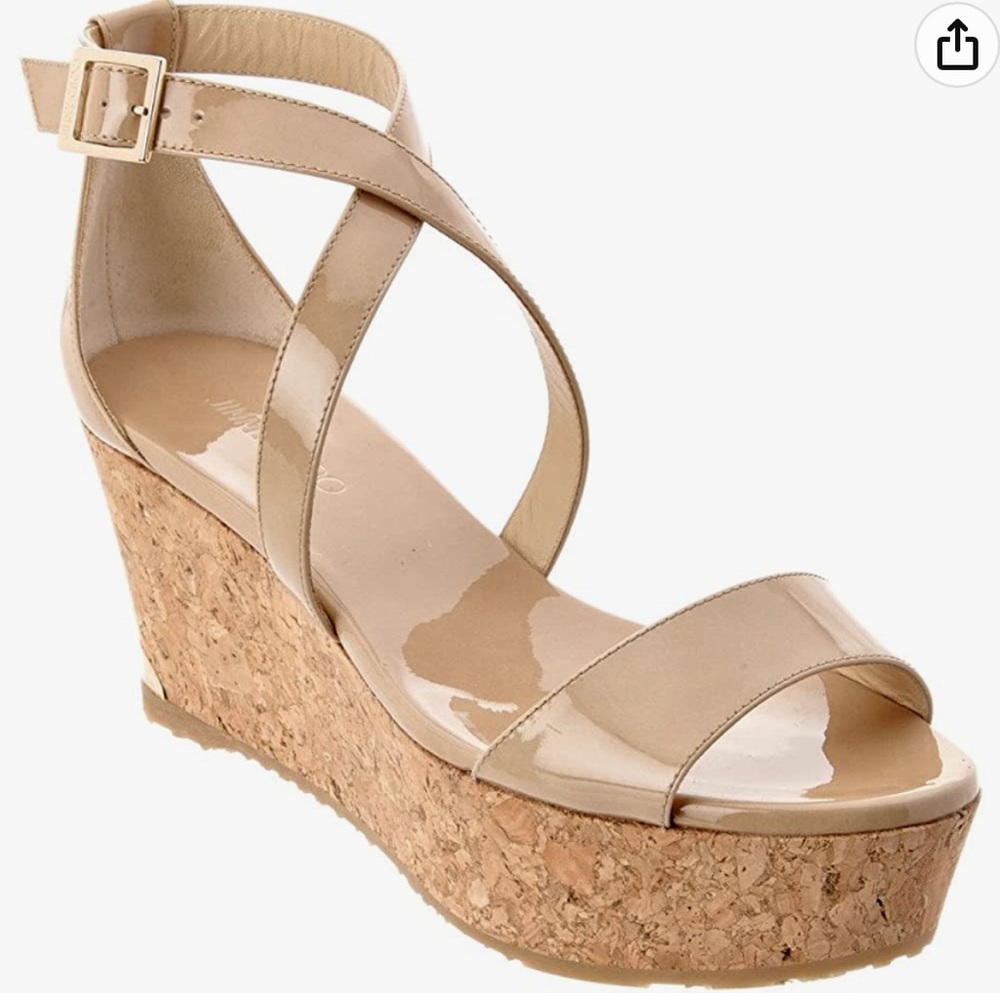 BNIB Jimmy Choo Portia 70 Patent cork sandal, SZ 38